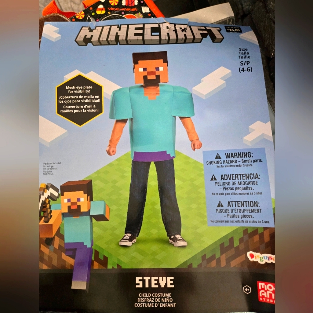 EUC minecraft boys Halloween costume size S 4-6 like new!